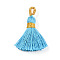 Polycotton(Polyester Cotton) Tassel Pendant Decorations, with Metallic Cord, Light Sky Blue, 40~43x7~9mm, Hole: 5~6.5x2~3.5mm