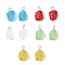 Transparent Frosted Glass Pendants, with 304 Stainless Steel Findings, Nuggets, Mixed Color, 20.5x12.5x9mm, Hole: 4.5mm