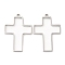 Non-Tarnish 304 Stainless Steel Open Back Bezel Cross Pendants, For DIY UV Resin, Epoxy Resin, Pressed Flower Jewelry, Stainless Steel Color, 39.5x27.5x3mm, Hole: 2.2mm, Inner Diameter: 34x25mm