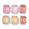 Brass Glass Rhinestone Sew on Rhinestones, Faceted, Rectangle, Mixed Color, Platinum, 14x10x7.5mm, Hole: 1mm