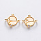 Brass Cubic Zirconia Universe Space Charms, Nickel Free, Real 18K Gold Plated, Planet, Clear, 13.5x14.5x6mm, Hole: 1mm