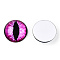 Glass Cabochons, Half Round with Evil Eye, Vertical Pupil, Magenta, 20x6.5mm