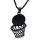 Basketball Alloy Pendant 201 Stainless Steel Box Chain Necklaces, Black, 27.56 inch(70cm)