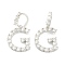 Brass Micro Pave Clear Cubic Zirconia Pendants, Letter, Letter.G, 19~22.5x10.5~20x2.5mm, Hole: 9.5x6mm