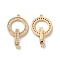 Brass Micro Pave Clear Cubic Zirconia Fold Over Clasps, Cadmium Free & Nickel Free & Lead Free, Ring with Oval, Real 18K Gold Plated, 26.5mm, Ring: 16x14x1.5mm, Oval: 14x6x2.5mm, Hole: 1mm