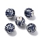 Handmade Porcelain Beads, Blue and White Porcelain, Round, Midnight Blue, 26~26.5mm, Hole: 2.2~3mm