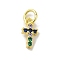 Brass Micro Pave Cubic Zirconia Charms, Cadmium Free & Nickel Free & Lead Free, Real 18K Gold Plated, Cross Charms, Colorful, 10x5x2mm, Hole: 3mm