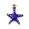 Ion Plating(IP) 201 Stainless Steel Charms, with Enamel, Real 18K Gold Plated, Sea Animal, Starfish Charm, Mauve, 15x11.5x1.5mm, Hole: 1.6mm