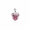 Brass Rhinestone Charms, Nickel Free, Strawberry, Light Amethyst, Real Platinum Plated, 14x9x7mm, Hole: 1mm