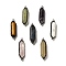 Natural Mixed Stone Big Pointed Pendants, Faceted Bullet Charms, with Antique Silver Tone Brass Chain and Stannum, Lead Free & Cadmium Free, 52~57x17~17.5x13~13.5mm, Hole: 4mm