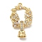 Brass Micro Pave Cubic Zirconia Fold Over Clasps, Nickel Free, Flat Round with Butterfly, Real 18K Gold Plated, Clear, 26x16.5x6mm, Hole: 4.5mm