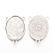 Tibetan Style Alloy Cabochon Connector Settings, Cadmium Free & Lead Free, Oval, Antique Silver, Tray: 18x25mm, 31x23x2mm, Hole: 3mm, about 330pcs/1000g
