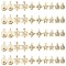 50Pcs 5 Style Rack Plating Iron Charms, with Crystal Rhinestone, Star & Rhombus & Teardrop & Flower, Cadmium Free & Nickel Free & Lead Free, Light Gold, 13~19x9.5~14x5~7.5mm, Hole: 1~1.6mm, 10Pcs/style