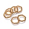 MIYUKI & TOHO Handmade Japanese Seed Beads, with 304 Stainless Steel Link Rings, Loom Pattern, Hexagon, Golden, Coffee, 15~15.5x16x1.8~2mm