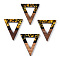 Opaque Resin & Walnut Wood Pendants, Hollow Triangle Charms with Paillettes, Black, 27.5x24x3.5mm, Hole: 1.8mm