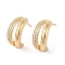 Rack Plating Brass with Cubic Zirconia Stud Earrings for Women, Cadmium Free & Lead Free, Long-Lasting Plated, C-Shaped, Real 18K Gold Plated, 18x8mm