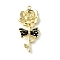 Alloy Black Enamel Gothic Style Pendants, Golden, Flower, 42x20x3.5mm, Hole: 1.6mm
