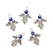 Tibetan Style Alloy Pendants, with Handmade Evil Eye Lampwork, Angel, Antique Silver, 27.5x22x6mm, Hole: 3mm