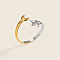 304 Stainless Steel Adjustable Cuff Open Rings for Women, Moon Star, Real Gold Plated & Stainless Steel Color, Inner Diameter: 18mm
