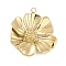 304 Stainless Steel Pendants, Flower Charm, Ion Plating(IP), Real 18K Gold Plated, 29x26x5mm, Hole: 1.9mm