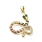 Brass Micro Pave Cubic Zirconia Pendants, Snake, Rack Plating, Long-Lasting Plated, Lead Free & Cadmium Free, Real 18K Gold Plated, 27.5x23x3.5mm, Hole: 3.5x4.5mm
