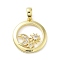 Brass Micro Pave Cubic Zirconia Pendants, Cadmium Free & Nickel Free & Lead Free, Round Ring & Moon & Sun & Star Charms, Real 18K Gold Plated, 19.5x17.5x3mm, Hole: 5x3mm