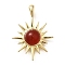 Natural Carnelian(Dyed & Heated) Pendants, Sun Charms, with Brass Settings, Cadmium Free & Lead Free, Lasting Plated, Rack Plating, Real 18K Gold Plated, 21x28x5.5mm, Hole: 2.5x5mm