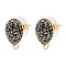 Brass Stud Earring Findings, with Polymer Clay Rhinestones, Teardrop, Golden, 19.5x11x6.5mm, Pin: 0.7mm