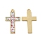 Rack Plating Golden Tone Alloy Mosaic Style Pendants, with Enamel, Cadmium Free & Nickel Free & Lead Free, Cross Charm, Word, 29x17x1.5mm, Hole: 1.8mm
