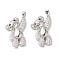 Brass Micro Pave Cubic Zirconia Pendants, Cadmium Free & Lead Free, Real Platinum Plated, Bear Charms, Clear, 26.5x18x7mm, Hole: 5x3mm