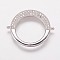 Brass Cubic Zirconia Links, Ring, Clear, Platinum, 26x22x2mm, Hole: 1mm