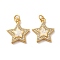 Brass Micro Pave Cubic Zirconia with Synthetic Opal Pendants, with Jump Ring, Cadmium Free & Lead Free, Star, Real 18K Gold Plated, 17.5x15.5x3mm