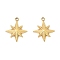 304 Stainless Steel Pendants, Star Charm, Real 18K Gold Plated, 16x13.5x2mm, Hole: 1.5mm