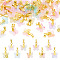 36Pcs 9 Colors Baking Paint Handmade Lampwork Pendants, with Brass Findings, Butterfly, Mixed Color, 19mm, 4pcs/color