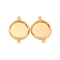 Brass Connector Cabochon Settings, Long-Lasting Plated, Nickel Free, Flat Round, Real 18K Gold Plated, Tray: 10mm, 16x12x2mm, Hole: 1.2mm