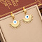 Evil Eye 304 Stainless Steel Enamel Hoop Earrings, Golden, 50mm