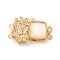 Brass Micro Pave Clear Cubic Zirconia Box Clasps, Cadmium Free & Nickel Free & Lead Free, with Shell, Flower, 2-Strand, 4-Hole, Real 18K Gold Plated, 23.5x14.7x6.3mm, Hole: 1mm