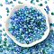 Glass Beads, Round, Mixed Style, Blue, 4~4.5x4mm, Hole: 0.8mm, about 1000pcs/1 bag
