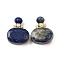 Natural Lapis Lazuli Perfume Bottle Pendants, with 304 Stainless Steel Findings, Faceted, Oval Charms, Golden, 32~33x25~26x10.5~11.5mm, Hole: 1.9mm