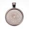 Flat Round Alloy Pendant Cabochon Settings, Cadmium Free & Lead Free, Plain Edge Bezel Cups, DIY Findings for Jewelry Making, Gunmetal, Cadmium Free & Lead Free, Tray: 24.5mm, 37x28x6.5mm, Hole: 6x4mm