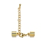 Brass Chain Extender, with Curb Chains, Lobster Claw Clasps and Cord Ends, Nickel Free, Golden, 38mm, Cord End: 11x7mm, Hole: 6mm, Chain Extender: 50mm