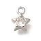Brass Micro Pave Cubic Zirconia Charms, Cadmium Free & Nickel Free & Lead Free, Star, Platinum, 9x7x2mm, Hole: 1.4mm