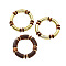 3Pcs Tube Alloy & Wood & Resin & CCB Plastic Beaded Stretch Bracelets for Women, Golden, 7-7/8 inch(20cm)