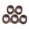 Handmade Porcelain Bead Frames, Bright Glazed Porcelain, Oval, Saddle Brown, 16x12.5x5.5mm, Hole: 2mm