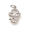 Rack Plating Brass Micro Pave Cubic Zirconia Pendants, Long-Lasting Plated, Lead Free & Cadmium Free, Zodiac Signs Charms, with Jump Ring, Snake, 15x10x2mm