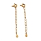 925 Sterling Silver Chain Extenders, with Spring Ring Clasps & Charms, Teardrop, Antique Golden, 60x5.8mm, Hole: 1.6mm