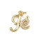 Brass Micro Pave Clear Cubic Zirconia Pendants, Cadmium Free & Lead Free, Real 18K Gold Plated, with Jump Ring, Word Fe, 15x14x2.5mm, Hole: 3mm