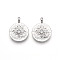 Brass Micro Pave Cubic Zirconia Pendants, Cadmium Free & Nickel Free & Lead Free, Flat Round, Platinum, 22x17.2x4.3mm, Hole: 2.2x3.2mm