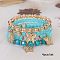 Boho Style Wood Beaded Stretch Bracelet Sets for Women, with Acrylic and Alloy Finding , Cyan, No Size 