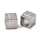 304 Stainless Steel European Beads, Large Hole Beads, Cube with Letter, Letter F, 7x7x7mm, Hole: 5.5mm